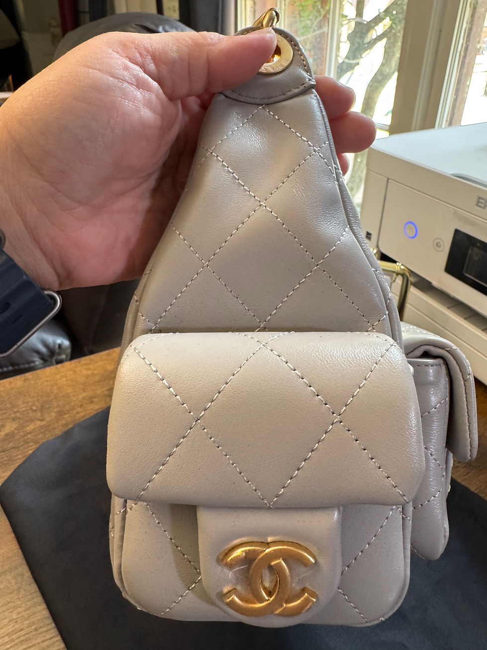 Thumbnail: Maxi Cargo hobo bag, light gray