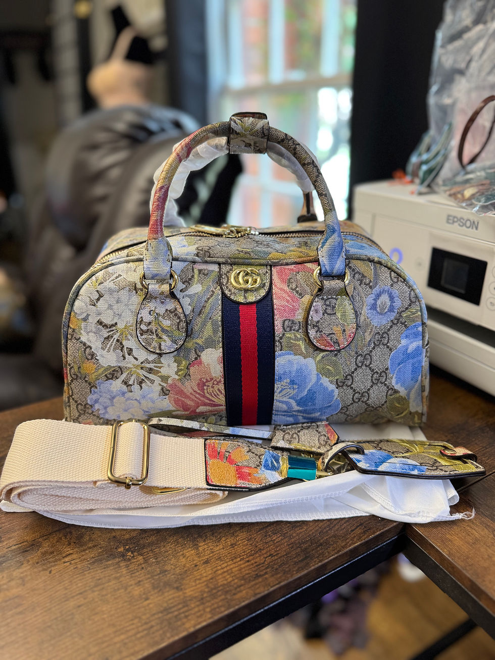 Thumbnail: Multicolor floral Ophidia bag