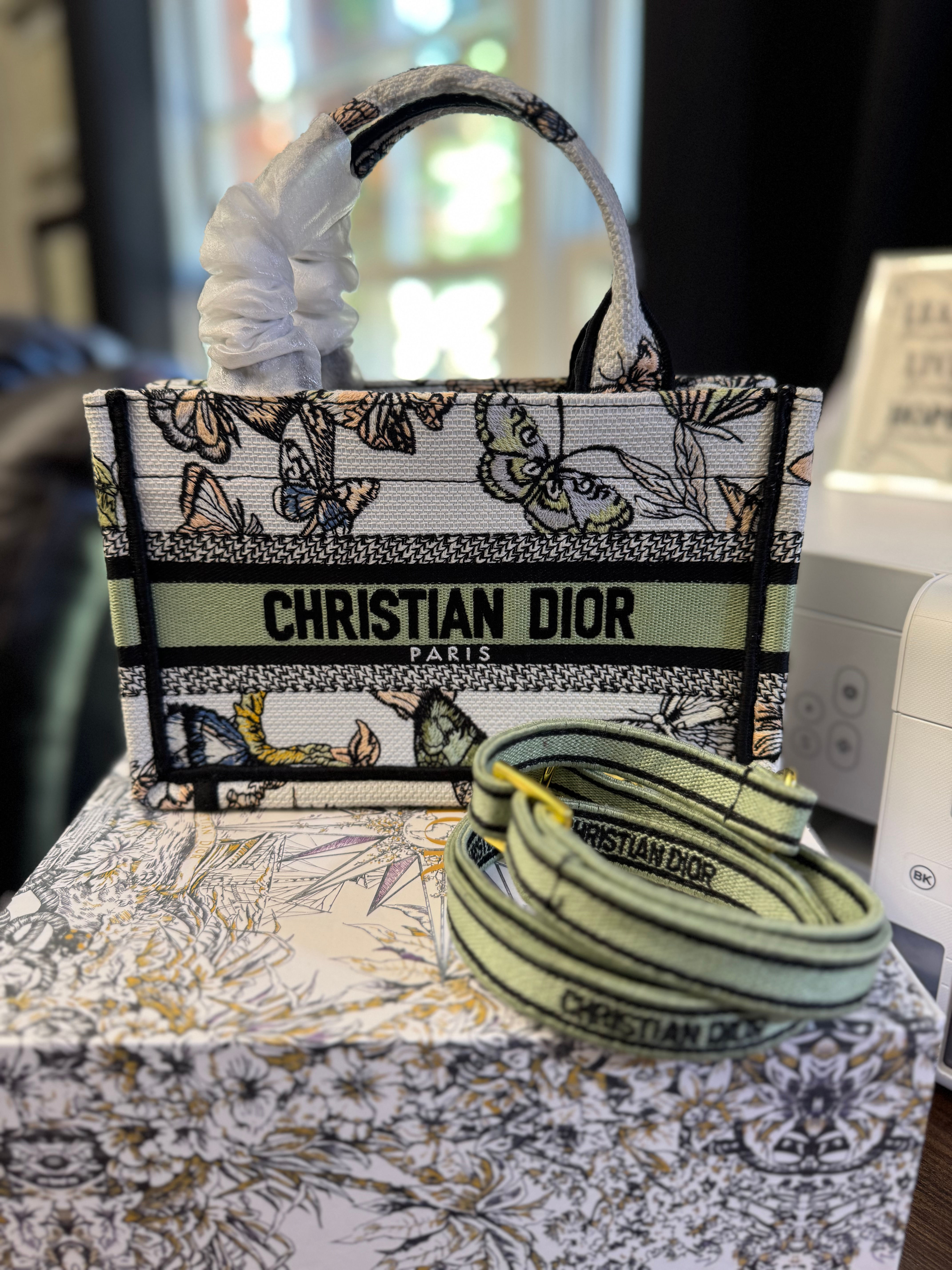 Book tote, mini, with sling, green