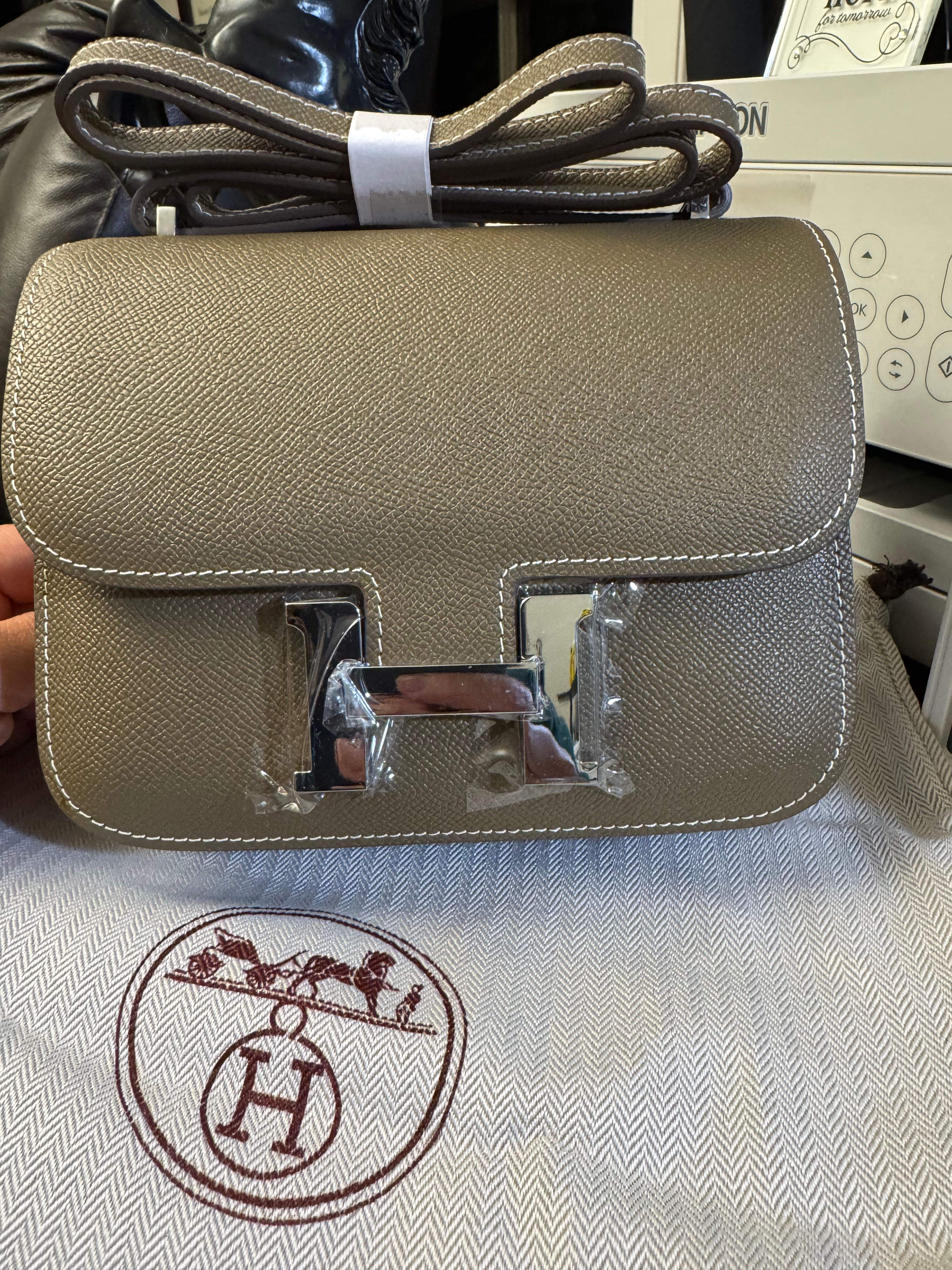 Constance, taupe w/ silver hardware