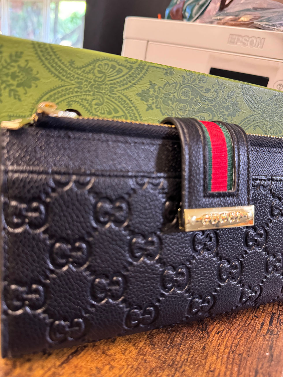 Thumbnail: Long 2-zip wallet, black embossed w/ cherryline