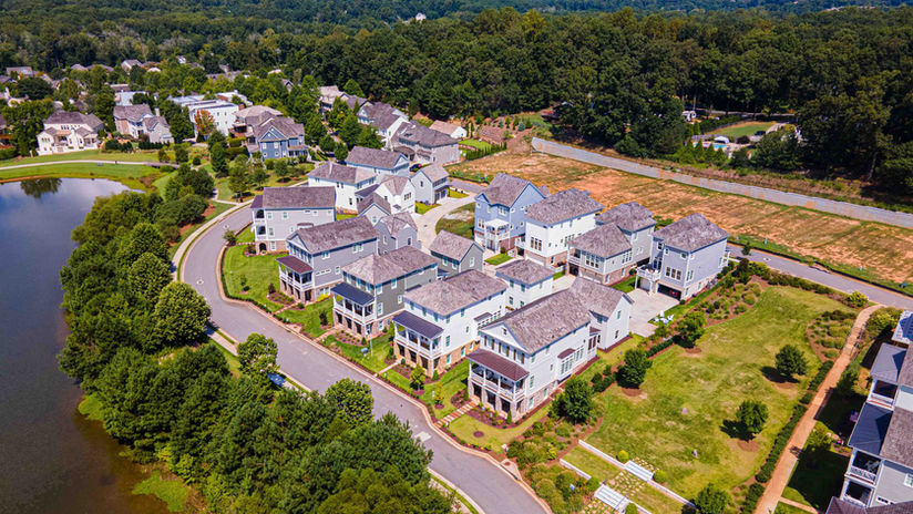 Exterior photograph of a commercial housing area.