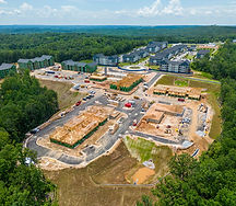 Aerial drone photo of a construction site.