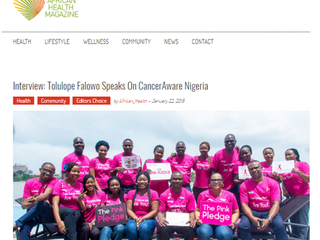 African Health Magazine: Tolulope Falowo Speaks On CancerAware Nigeria