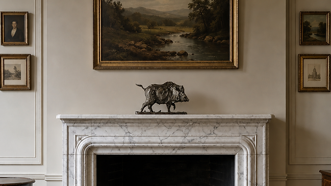 European Bison Sculture on a kitchen island