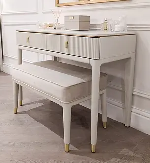 A Dino Stone Oak Dressing Table & Stool