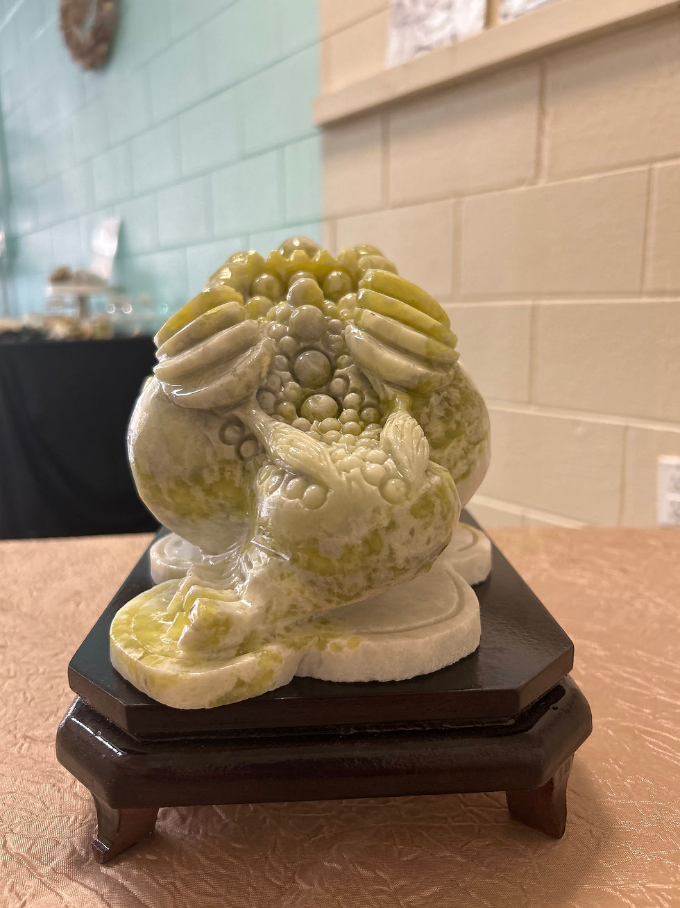 Thumbnail: Extra-Large Green Jade Crystal Money Toad Carving with Stand