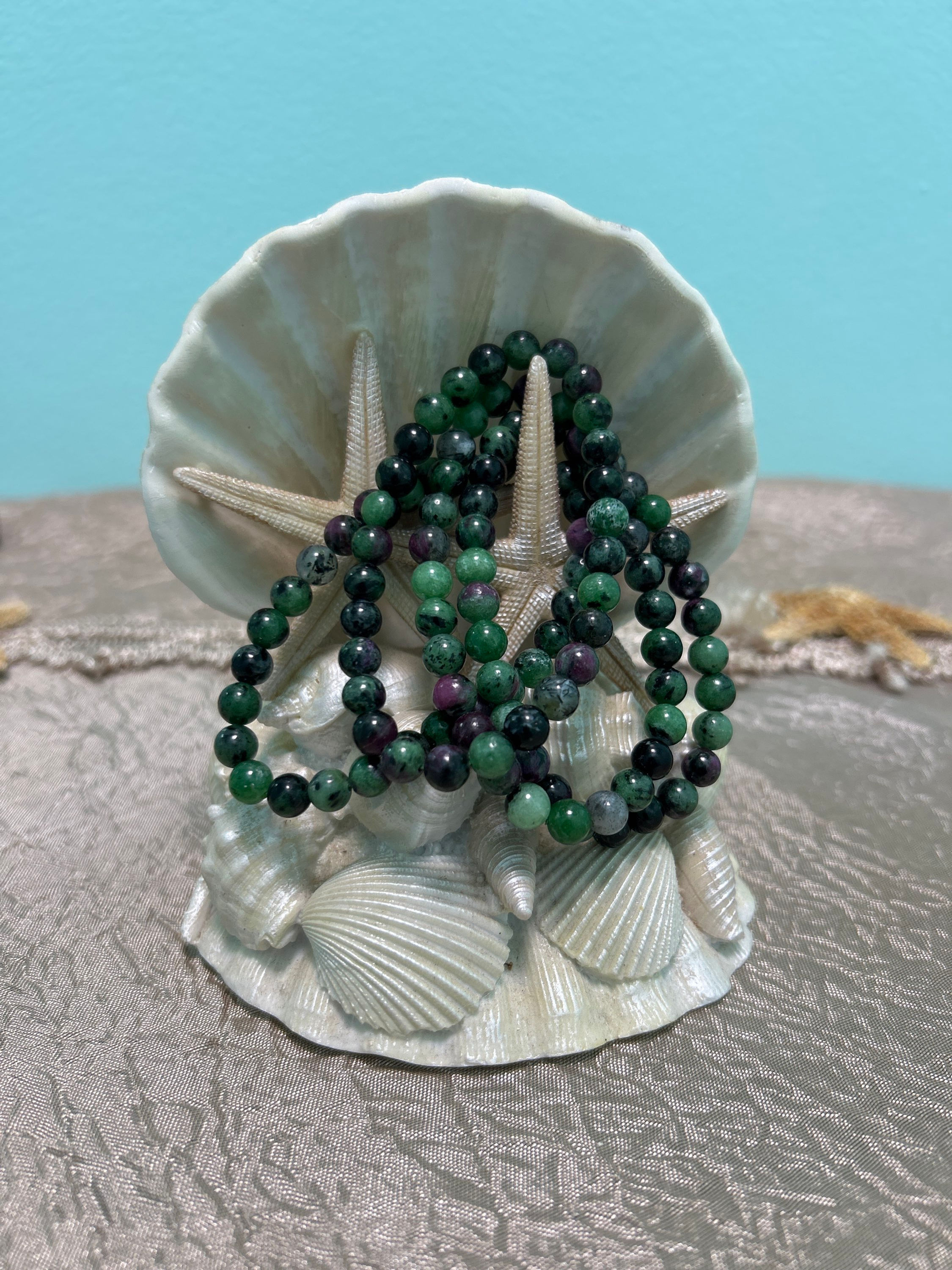 6 mm Ruby Zoisite Crystal Stretchy Bracelet