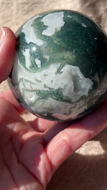 Thumbnail: Moss Agate with Druzy Crystal Sphere