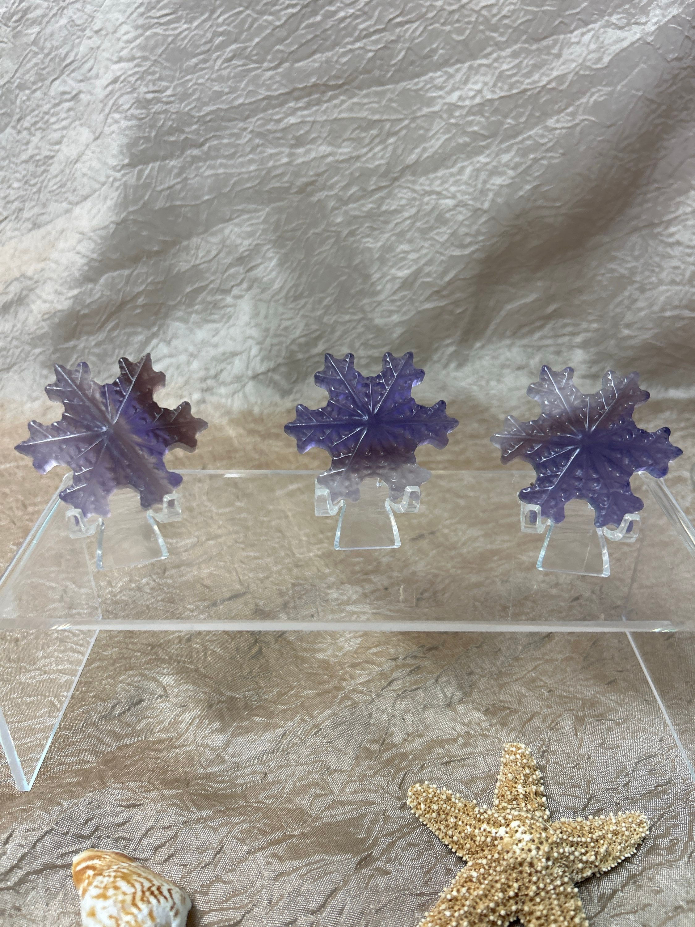 Purple Fluorite Snowflake Carving