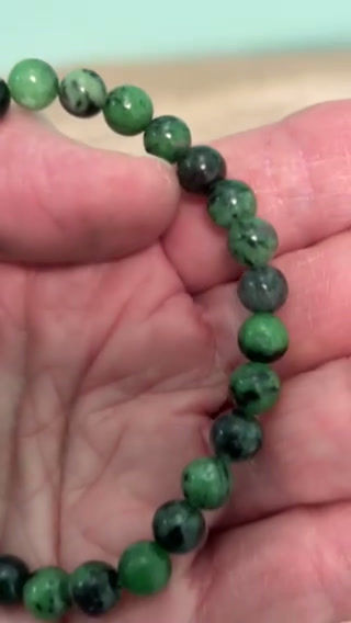Thumbnail: 6 mm Ruby Zoisite Crystal Stretchy Bracelet