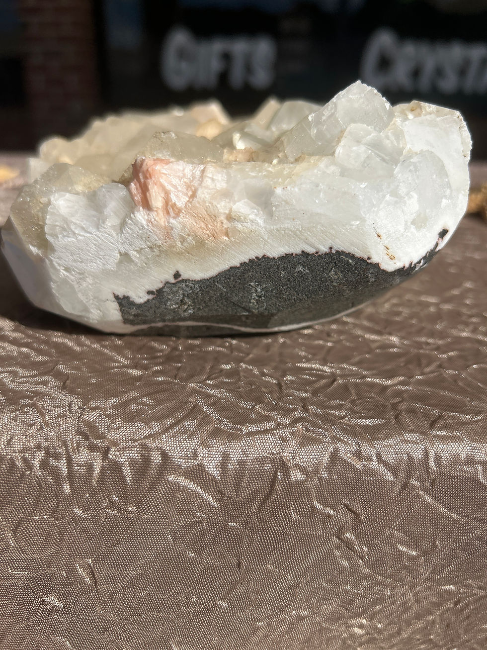 Thumbnail: Apophyllite with Peach Stilbite on Matrix Specimen
