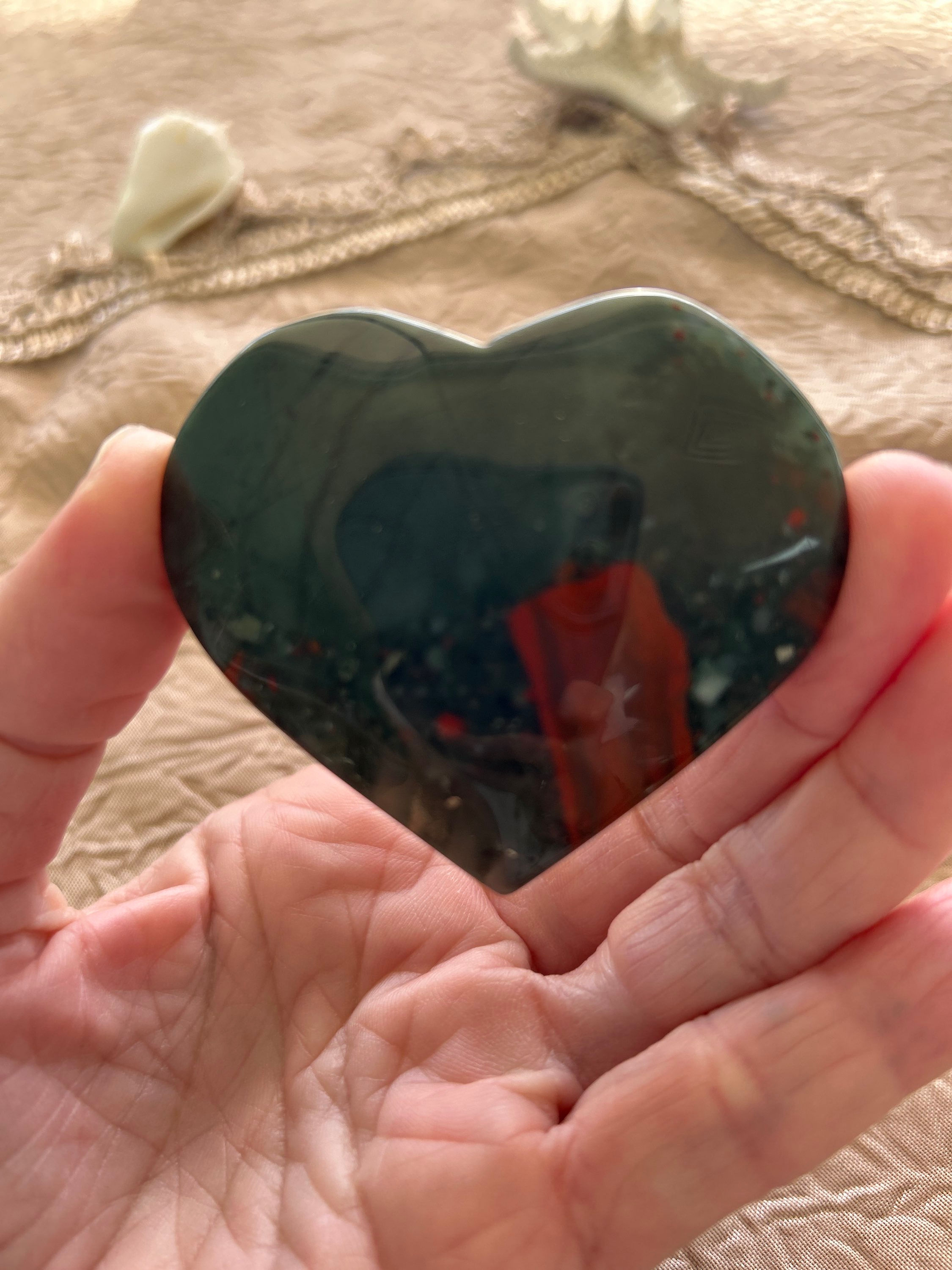 African Bloodstone Crystal Heart