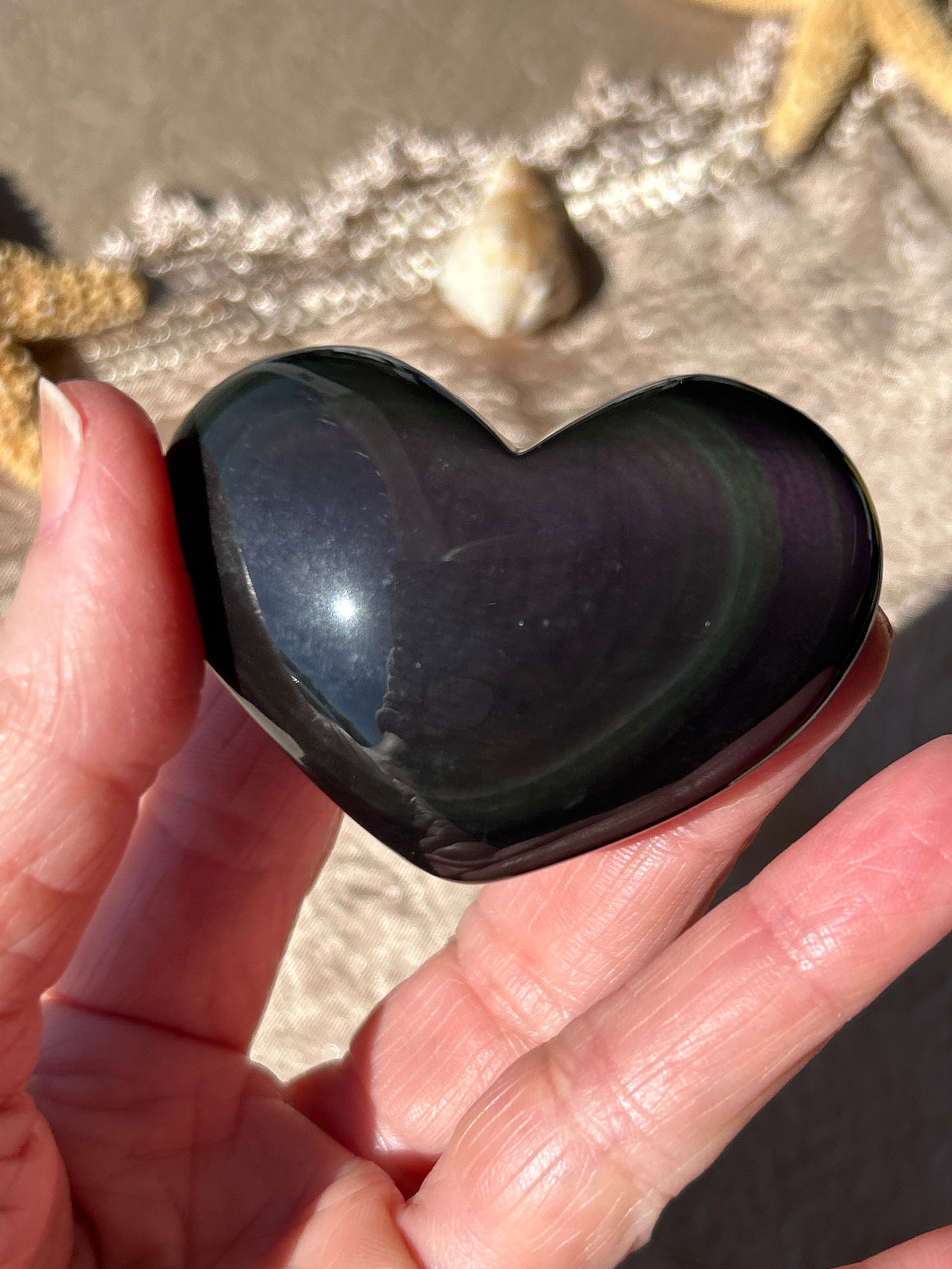 Rainbow Obsidian Heart