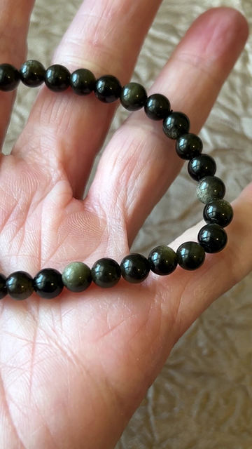 Thumbnail: 6mm  Golden Sheen Obsidian Stretchy Bracelet
