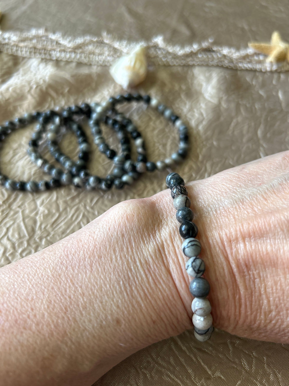 Thumbnail: 6mm Zebra Jasper Stretchy Bracelet