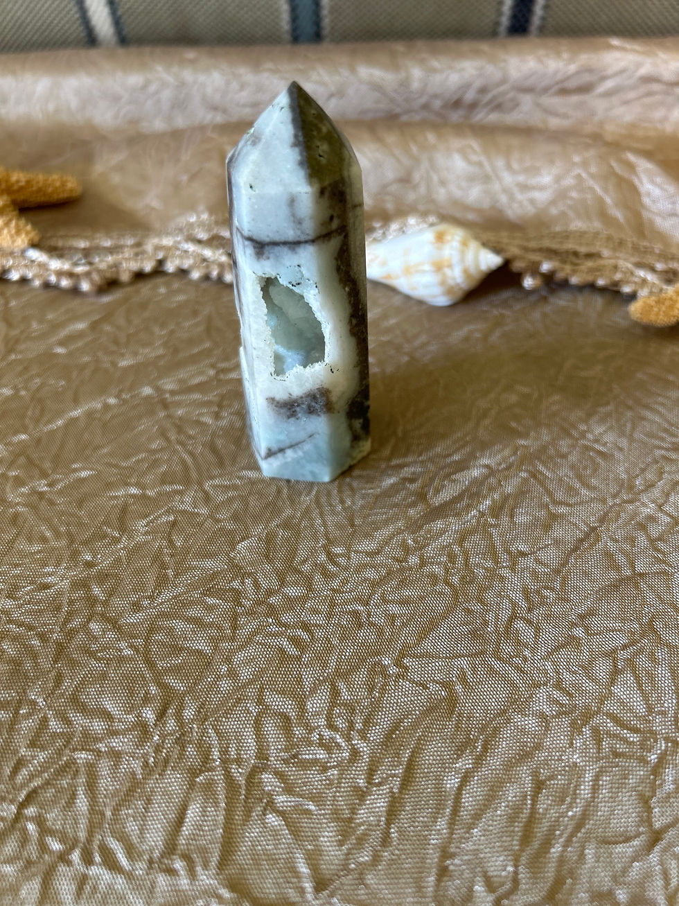 Blue Aragonite Tower with Druzy Windows