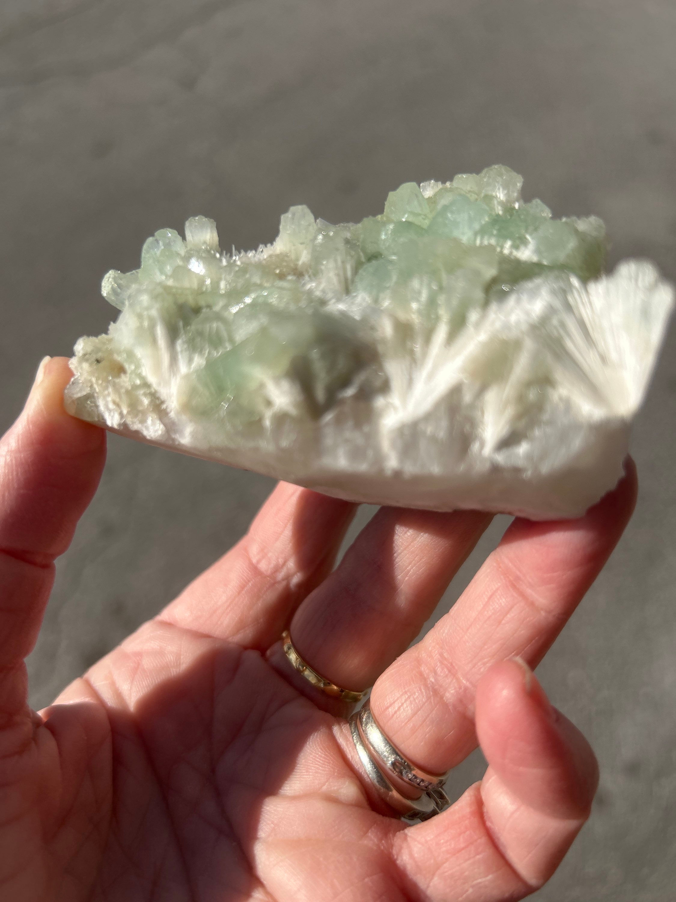 Green Apophyllite with Scolecite on Matrix Specimen