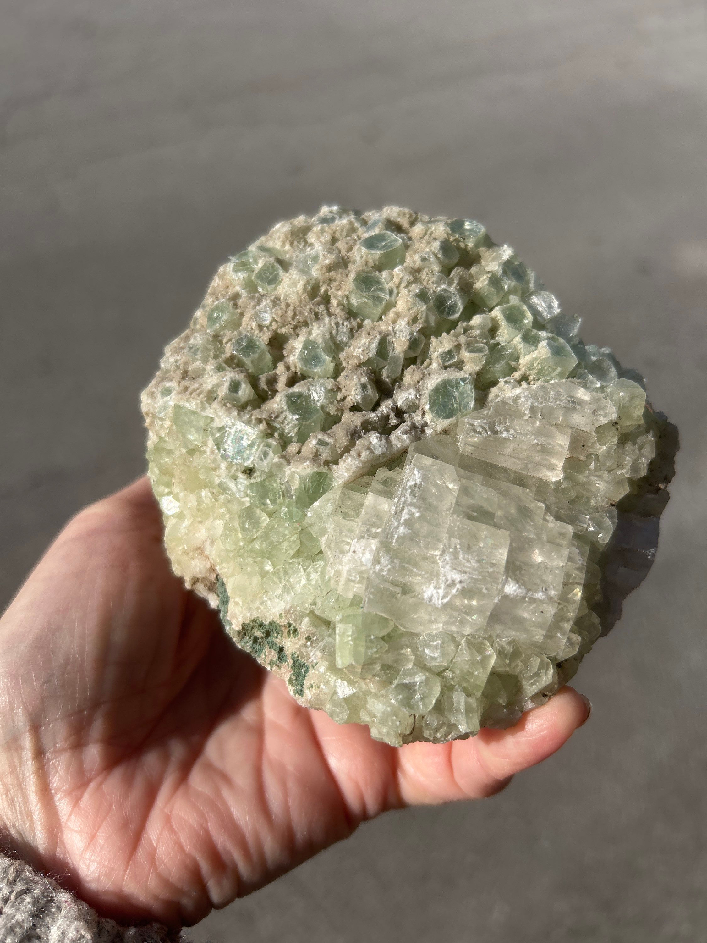 Clear & Green Apophyllite on Matrix Specimen