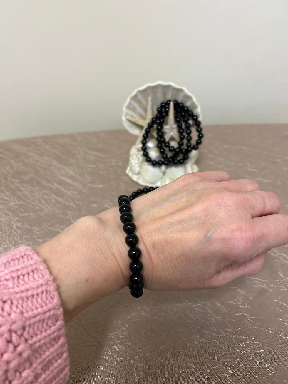Thumbnail: 8 mm Black Obsidian Stretchy Bracelet