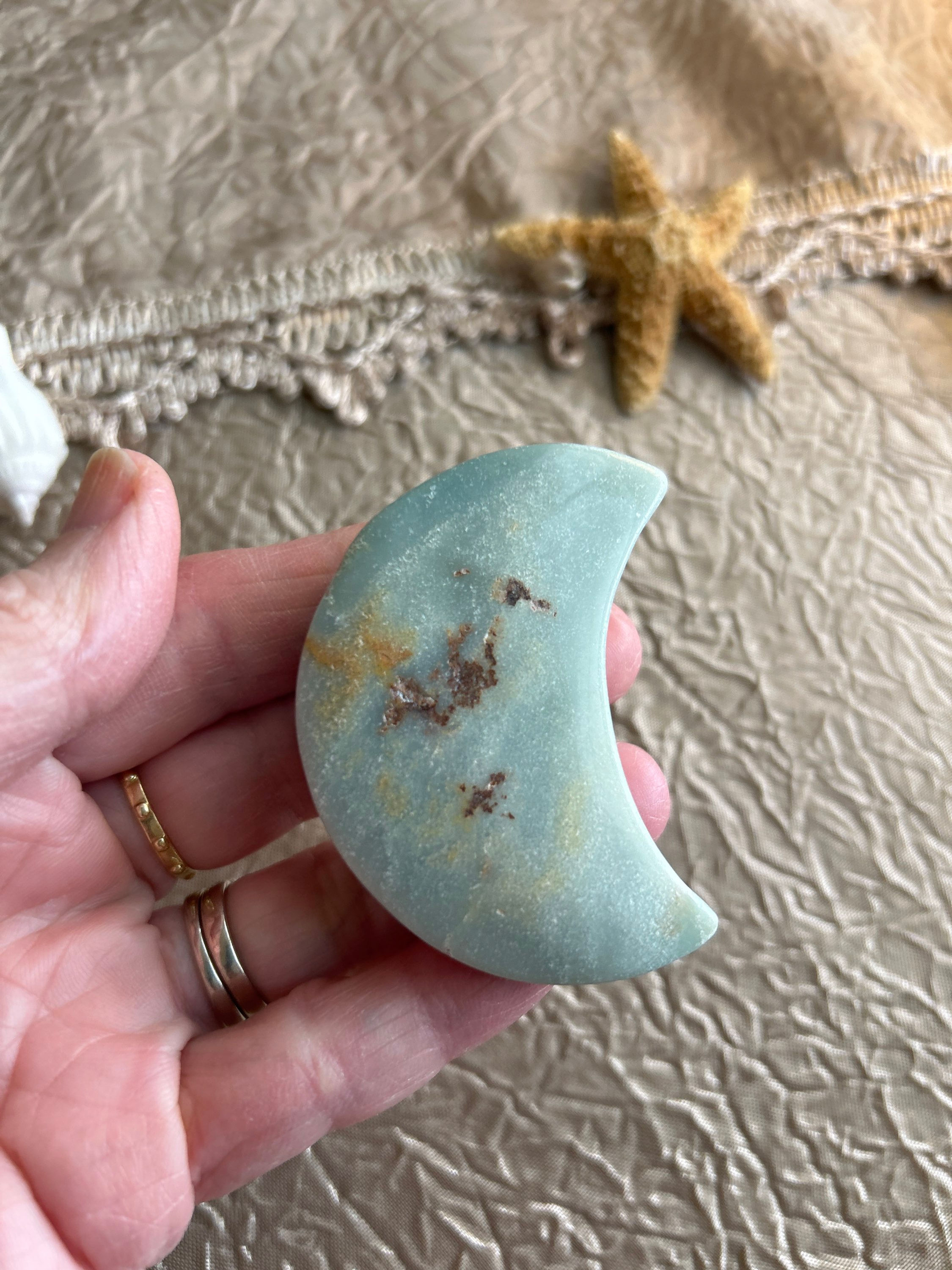 Blue Aragonite Crystal Moon