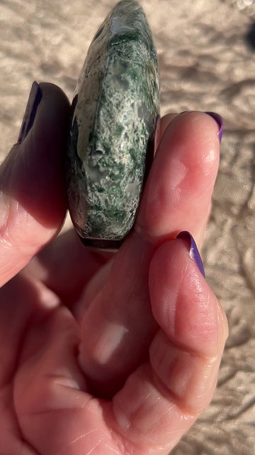 Thumbnail: Moss Agate with Druzy Crystal Heart