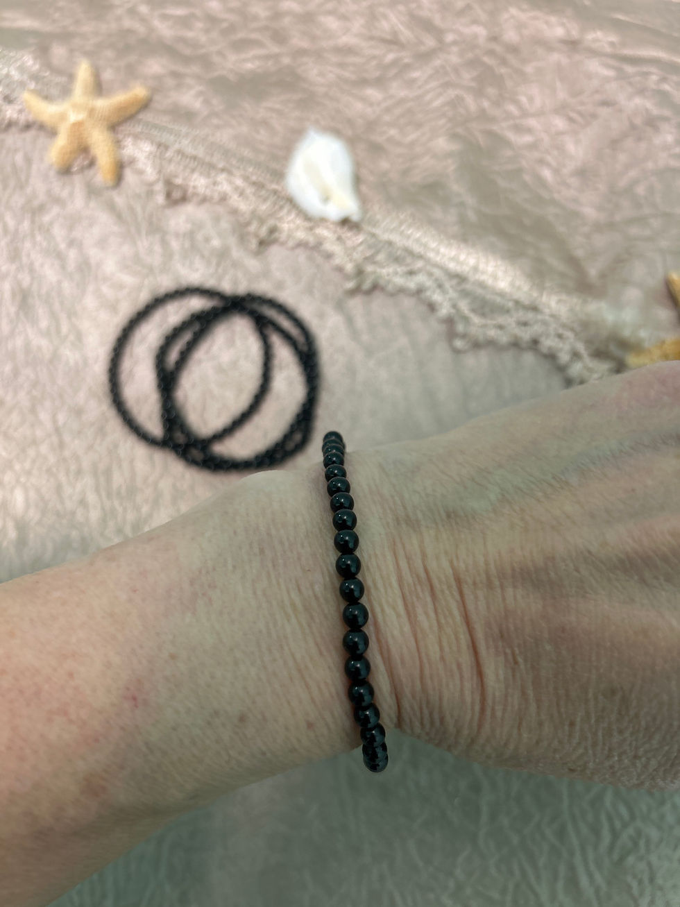 Thumbnail: 4 mm Black Tourmaline Crystal Stretchy Bracelet