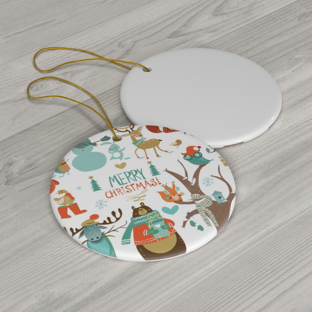 Wild Animals One Sided Print Ceramic Ornament-Animal Lover