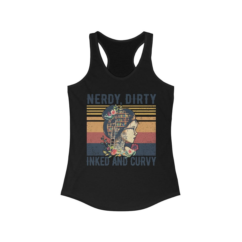 Thumbnail: Nerdy Dirty Inked And Curvy Retro Vintage Racerback Tank Top Shirt-Fitness Tops