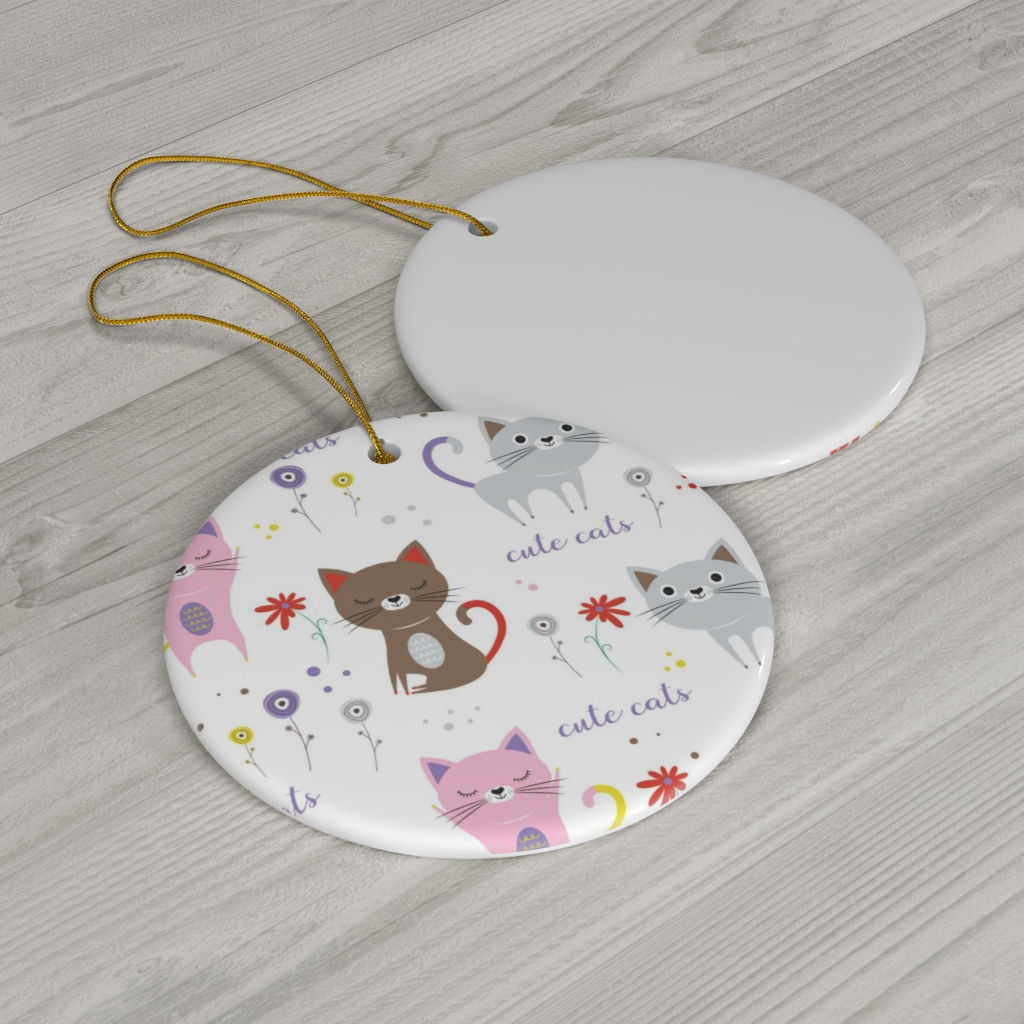 Cat Lover One Sided Print Ceramic Ornament-Animal Lover