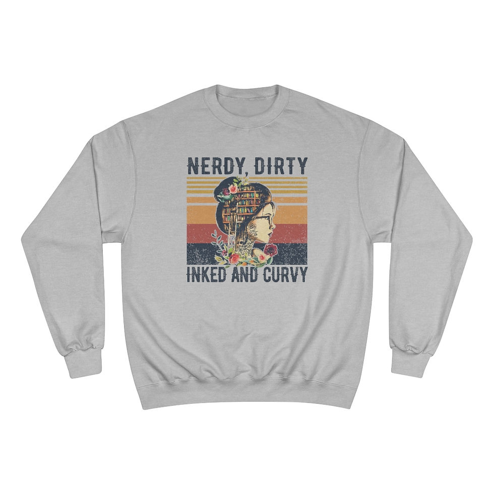 Thumbnail: Nerdy Dirty Inked And Curvy Retro Vintage Women's Crewneck Champion Sweatshirt