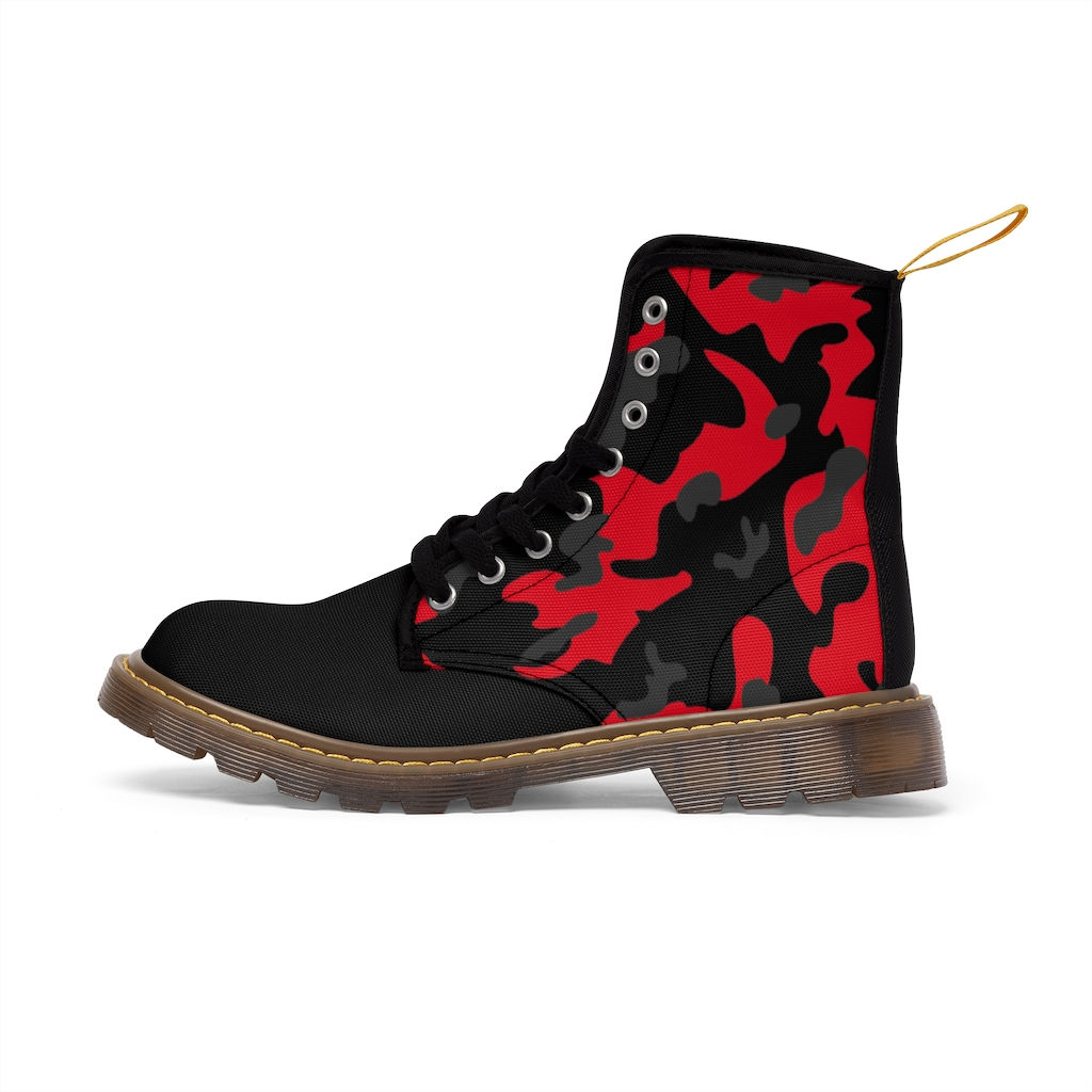 Men's Red Camouflage Boots-Men's Boots-Boots For Men-Men Boots-Black Boots