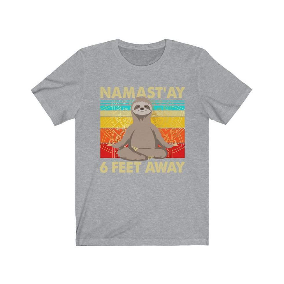 Thumbnail: Sloth Namast'ay 6 Feet Away Retro Unisex Jersey Short Sleeve T-shirt-Tops & Tees
