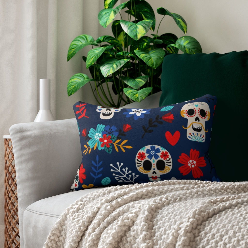 Day of The Dead-Sugar Skull Lumbar-Living Room-Bedroom-Patio Pillow