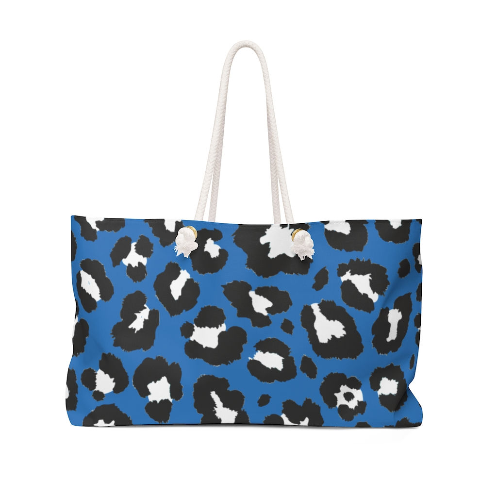 Blue,Black & White Leopard Weekender Bag-Animal Print-Birthday Bag-Travel Bag