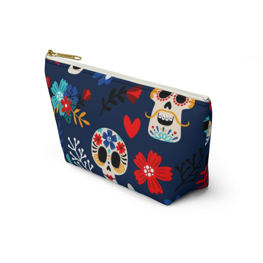 Day of The Dead Sugar Skull Accessory Pouch Makeup Bags-Women Bags-Cosmetic Bag