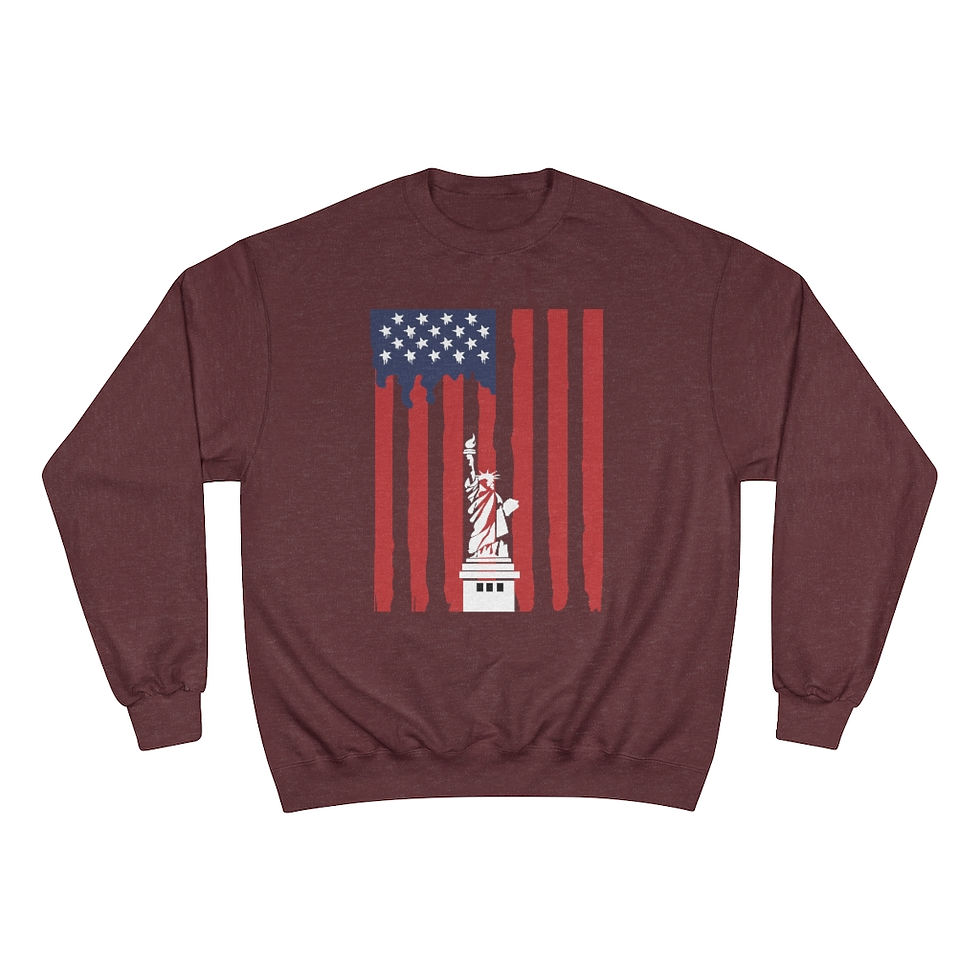 Thumbnail: American Flag Men's Crewneck Champion Sweatshirt-Statue of Liberty-4th Of July