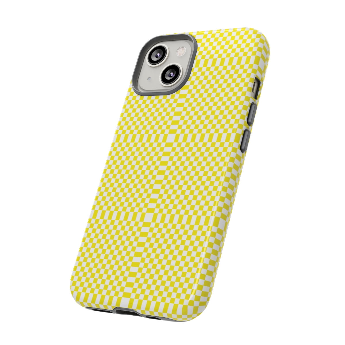 Yellow & White Checkered Shape Tough iPhone 14 Case-iPhone 14-iPhone Case