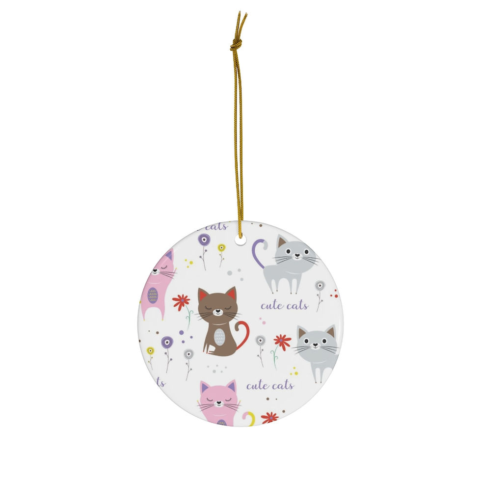 Thumbnail: Cat Lover One Sided Print Ceramic Ornament-Animal Lover