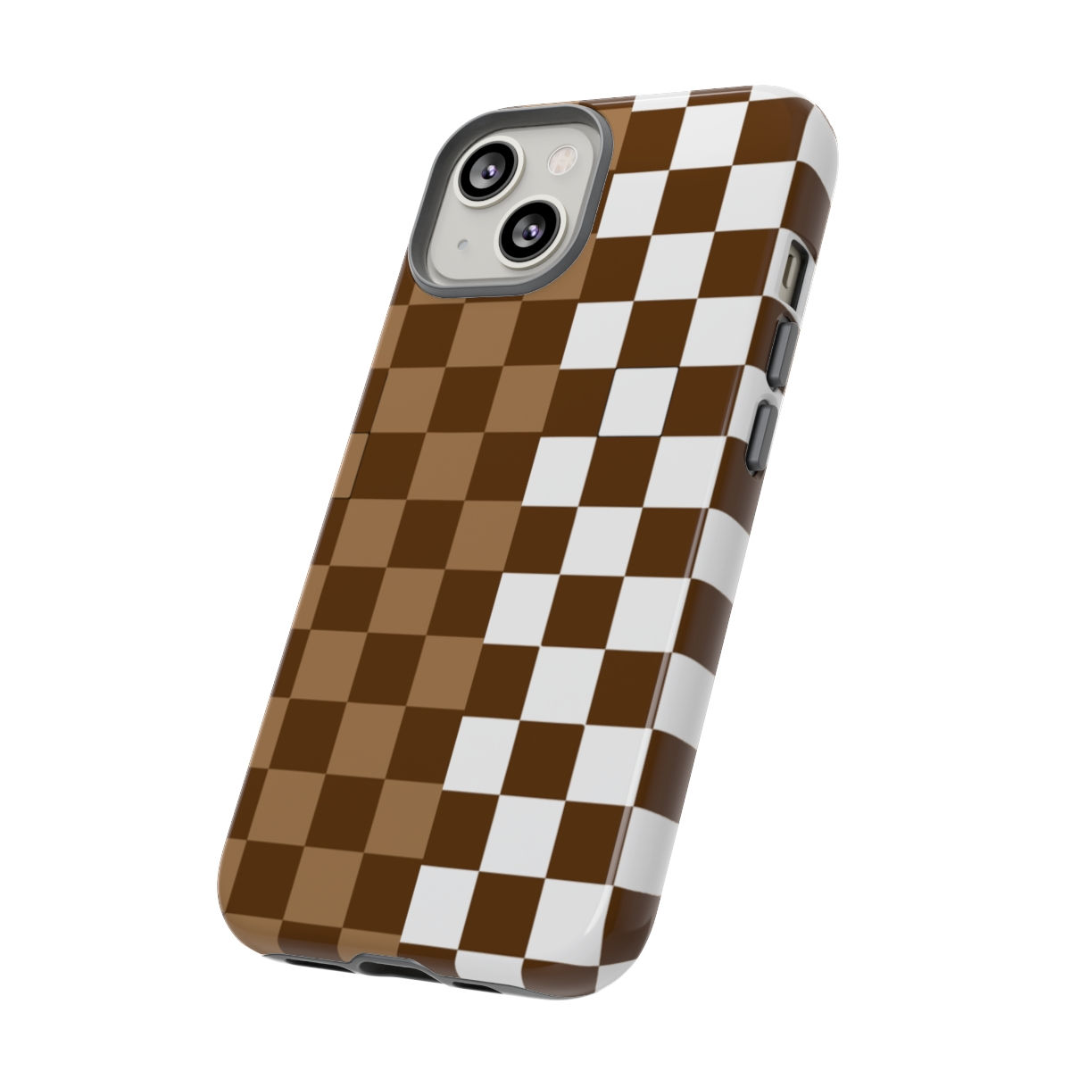 Brown & White Checkered Tough iPhone 14 Case-iPhone Case-iPhone-iPhone 14