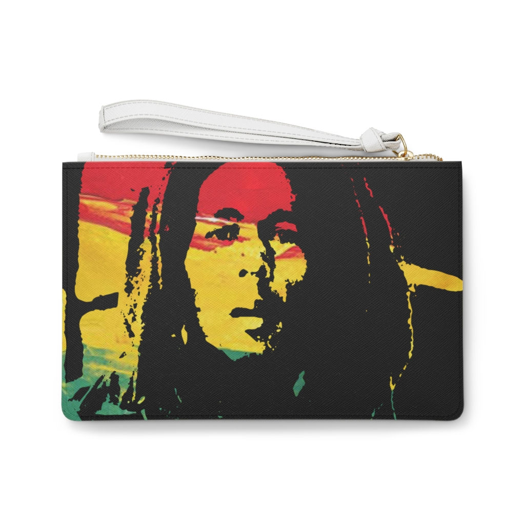 Bob Marley Vegan Leather Clutch Women Makeup Bag-Rasta Colors-Jamaica-Caribbean
