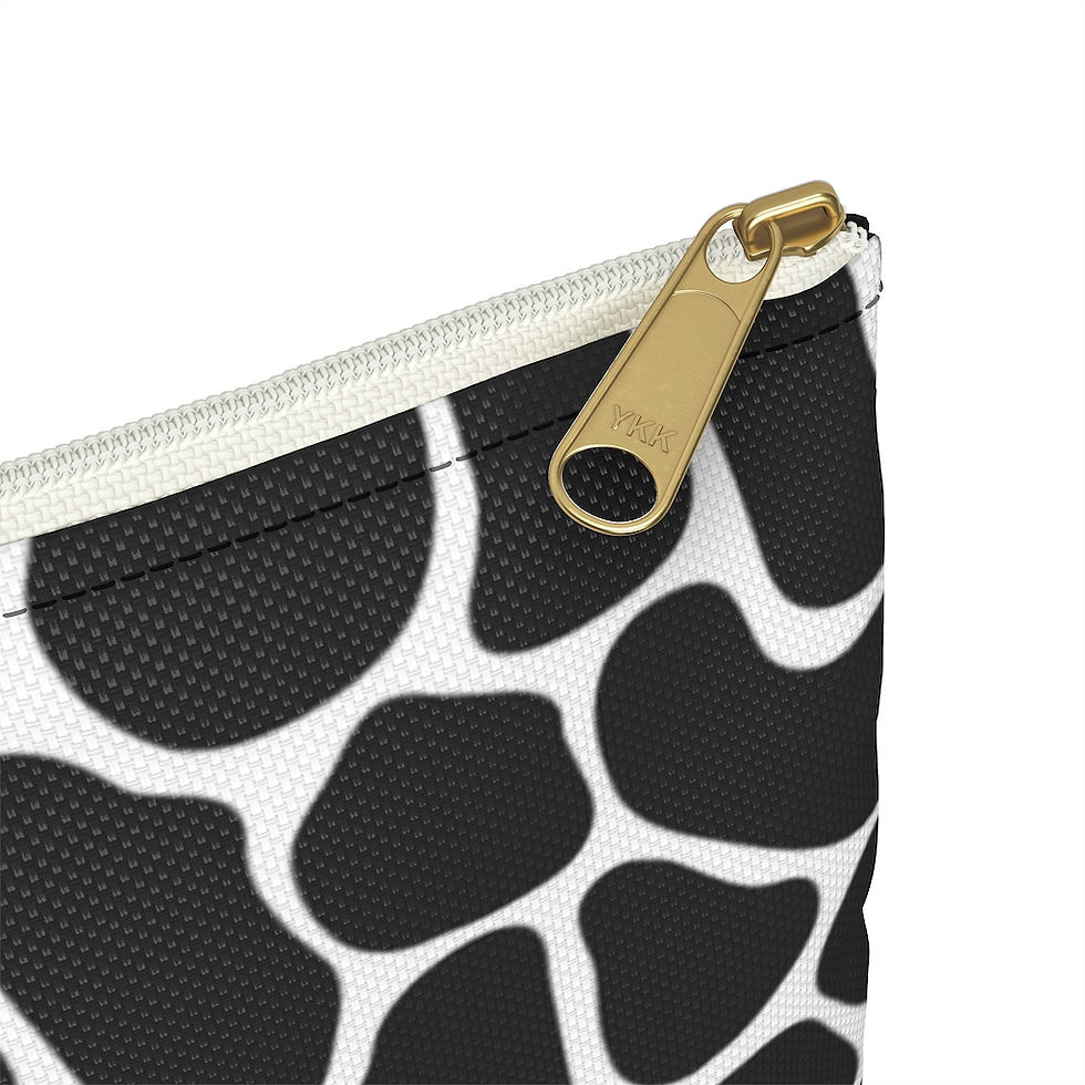 Thumbnail: Black Giraffe Print Flat Accessory Pouch-Animal Print-Makeup Bag-Cosmetic Bag