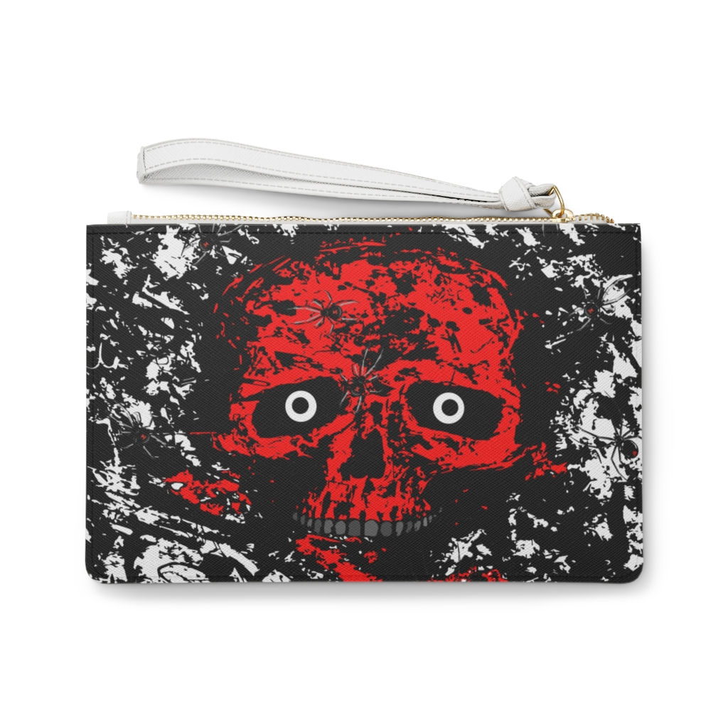 Skull Headed Vegan Leather Clutch Makeup Cosmetic Bag-Women Bag-Goth-Gothic