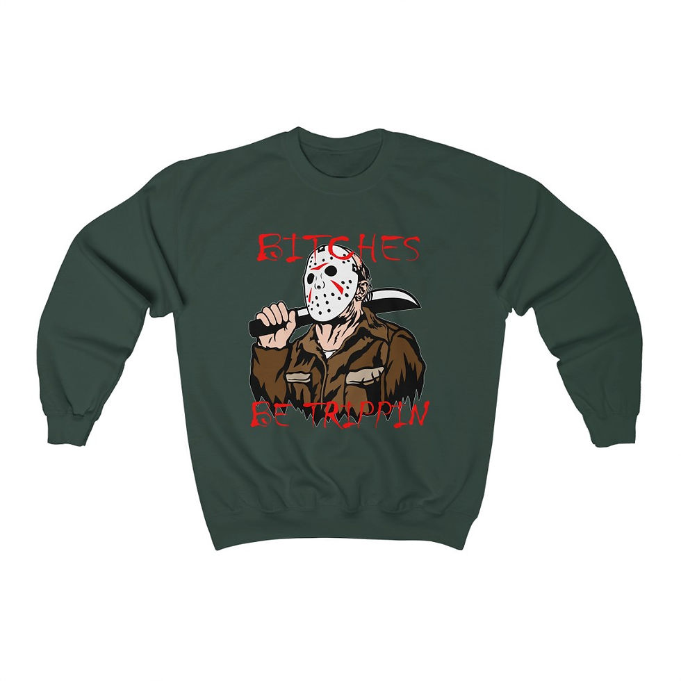 Thumbnail: Jason Bitches Be Trippin Crewneck Sweatshirt-Halloween-Horror-Friday the 13th