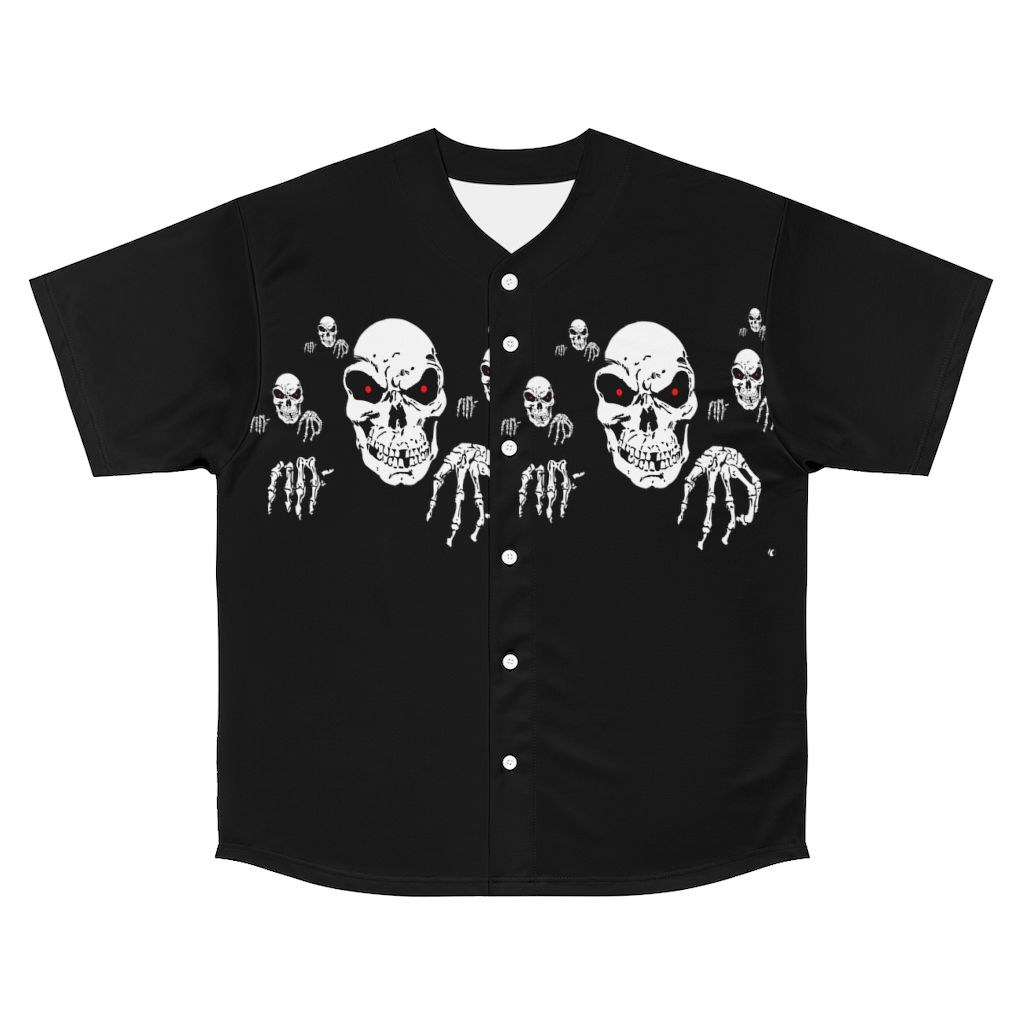 Skull Headed Print Men's Baseball Athletic Streetwear Jersey-Gothic