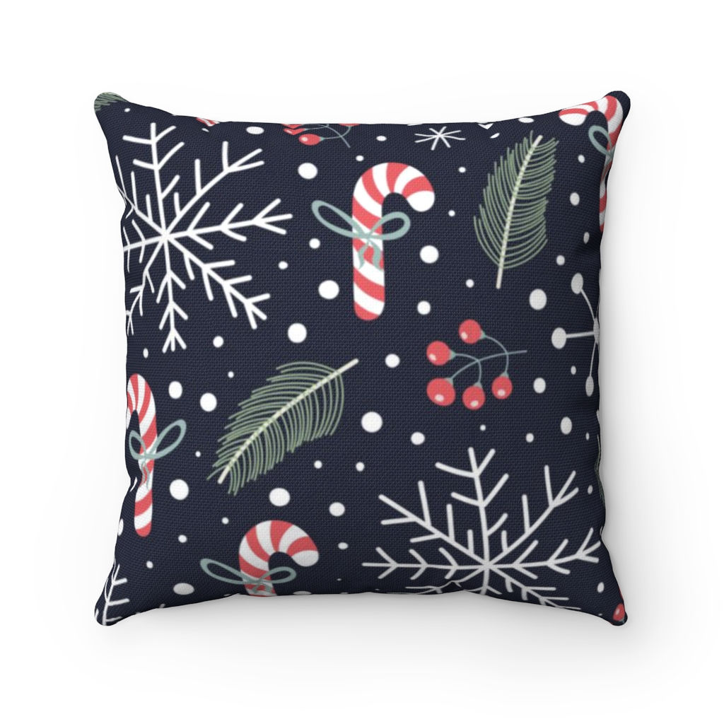 Candy Cane Spun Square Pillow-Living Room-Patio Pillow-Bedroom Pillow-Decoration
