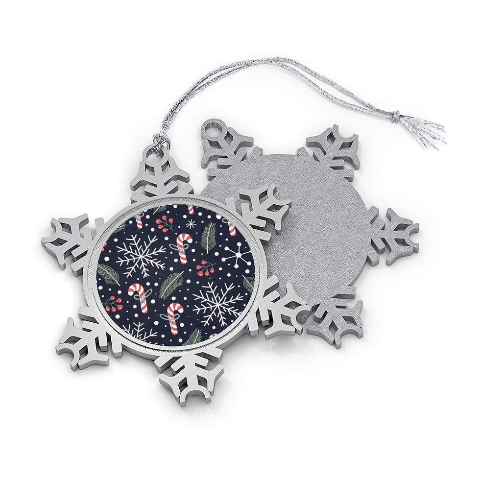 Candy Cane Pewter Snowflake Ornament-Christmas Tree-Christmas Lights