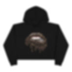Thumbnail: Brown Drip Lips Women's Drawstring Crop Top Hoodie Sweatshirt-Designer inspired