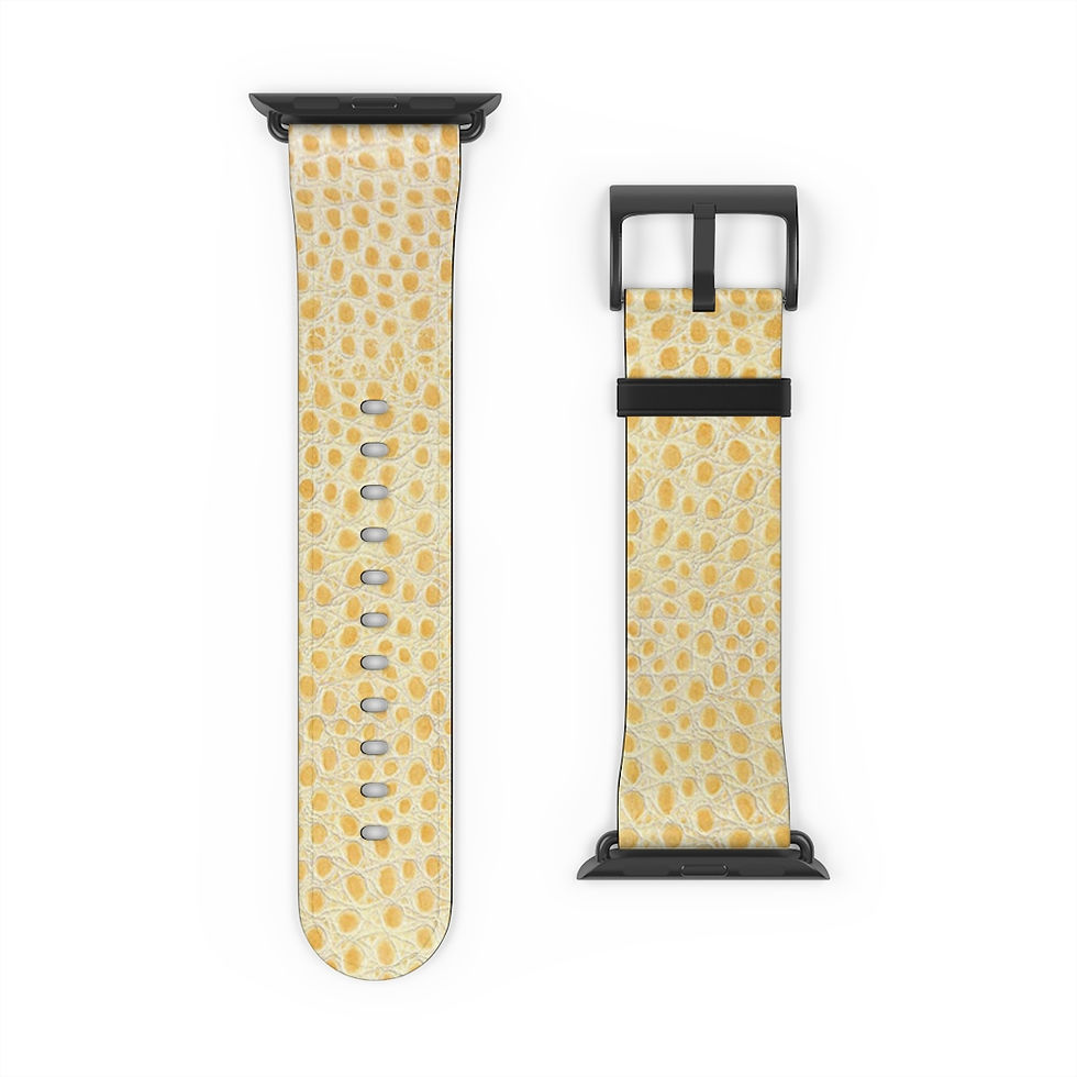 Thumbnail: Yellow Snakeskin Print Faux Leather Apple Watch Band-Series 1 2 3 4-Animal Print