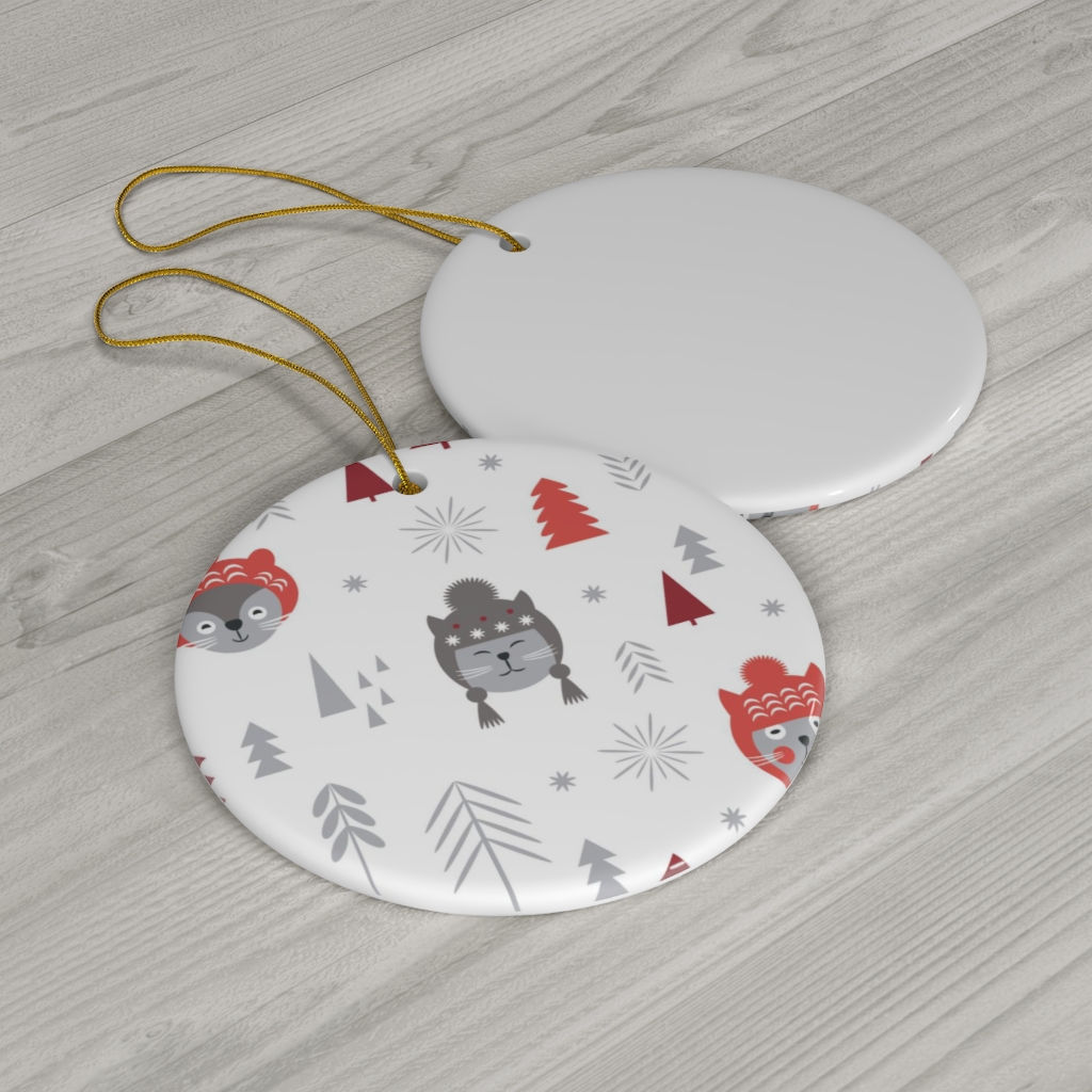 Cat Lover One Sided Print Ceramic Ornament-Christmas Light-Christmas Tree
